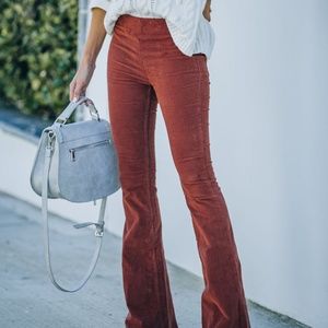 High Rise Bell Bottom Corduroy Pants